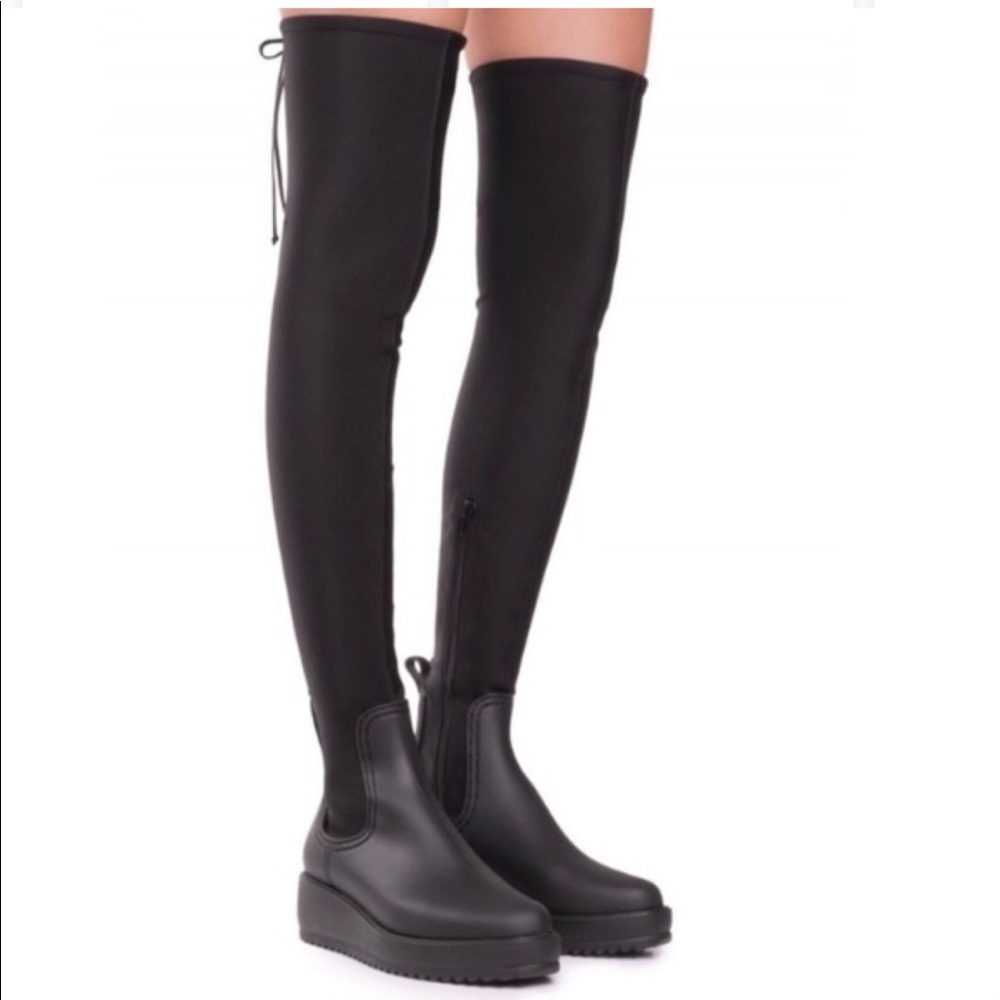 Jeffrey Campbell Over the Knee Platform Rainboots